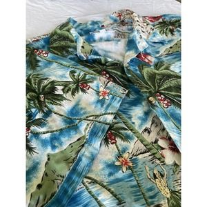 VTG RJC Hawaiian Mens 3XL Hula Girl Button Up Beach Cruise Shirt